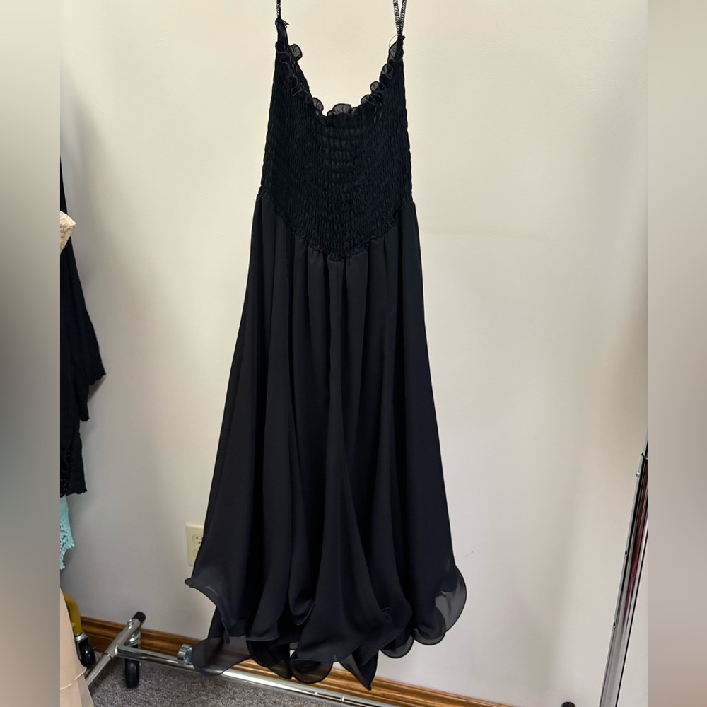 S.L. Fashions Black Ruffled Dress